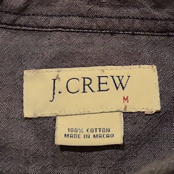 Jcrew mens dark denim colored cotton long sleeve button down size medium - Picture 4 of 5